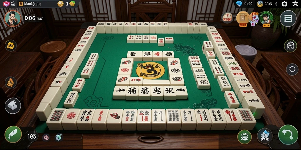 Tampilan gameplay D06 yang menarik dengan papan Mahjong klasik.