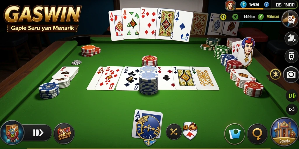 Screenshot dari gameplay GASWIN yang menunjukkan keseruan bermain Gaple.