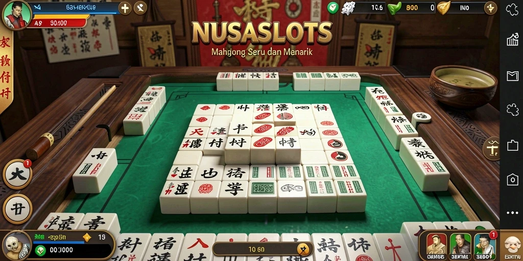 Screenshot gameplay NUSASLOTS menampilkan keamanan dan keseruan permainan Mahjong.