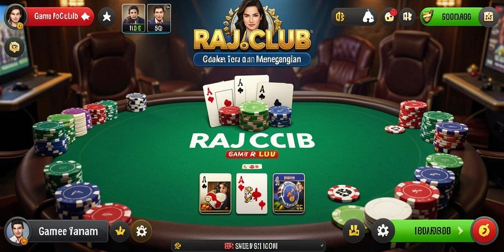 Screenshot utama RAJACLUB menunjukkan gameplay poker yang seru.