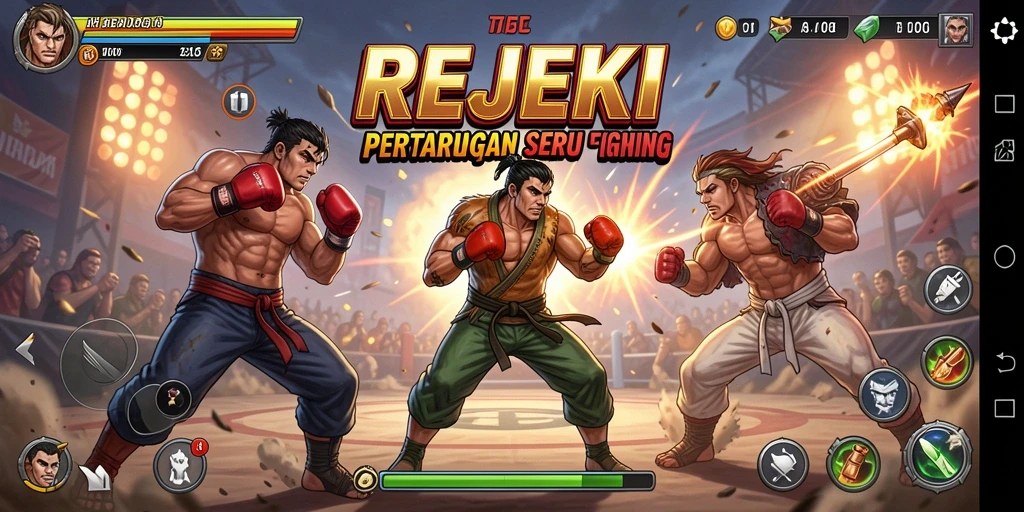 Gameplay seru dalam REJEKI dengan pertarungan mendebarkan.