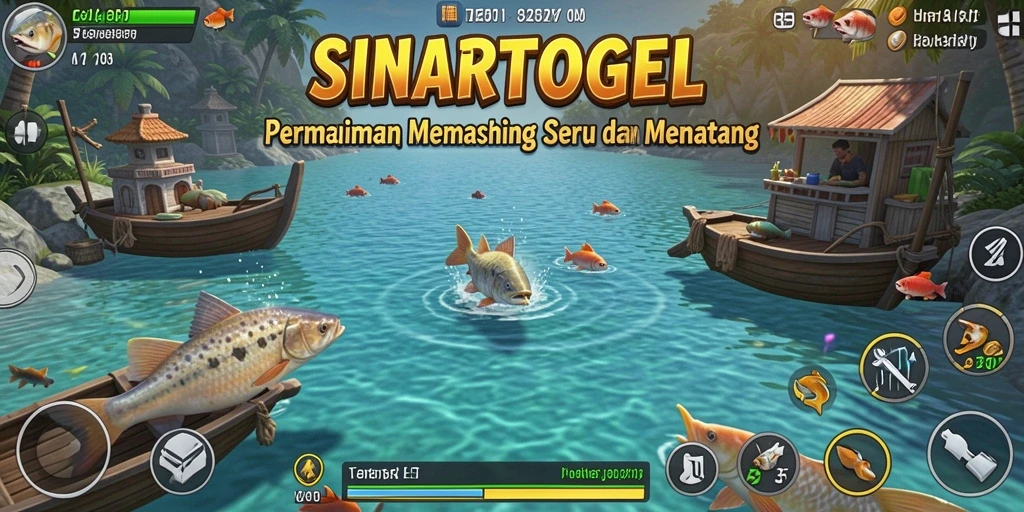 Screenshot gameplay SINARTOGEL menampilkan momen menangkap ikan yang mendebarkan.