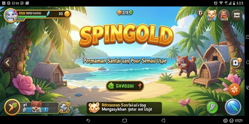 Screenshot gameplay SPINGOLD yang menunjukkan keseruan bermain di level yang berbeda.
