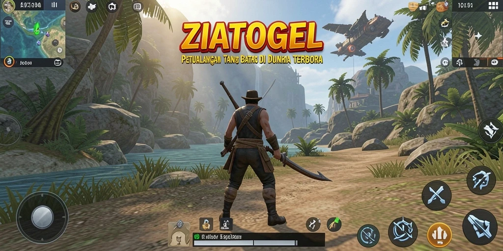 Tangkapan layar ZIATOGEL menampilkan petualangan di dunia terbuka.